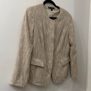 Lafayette 148 New York Textured Cream Blazer - silver accent - size 8